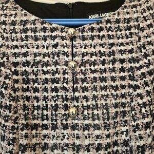 EUC KARL LAGERFELD PARIS Dress Houndstooth Tweed Design